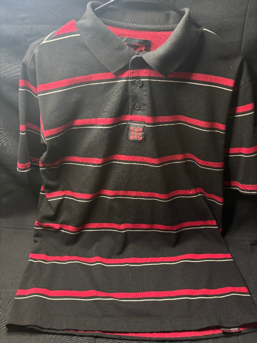Independent Truck Company Black/Red Mesh Collar Polo XL